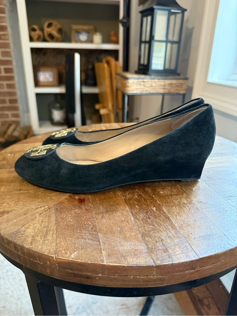 Tory Burch Luna Suede Wedge Pumps 9